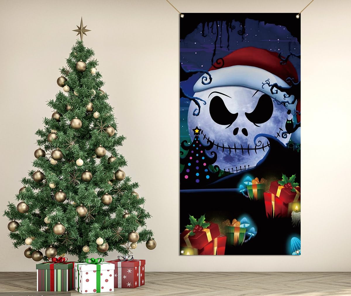 The Nightmare Before Christmas Door Cover Xmas Winter Holiday Party Front Door Banner Photography Home Porch Decoration