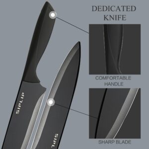 SipLip Kitchen knife set with Magnetic knife holder, 15 pieces high carbon stainless steel sharp kitchen knife set including chef's knife, bread knife, serrated steak knife set, knife sharpener