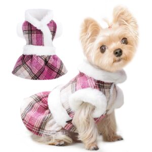 dog sweater christmas dog winter clothes for small dogs boy girl dog dress warm fleece chihuahua yorkie teacup dog sweaters dresses dog sweater for small dogs girl cat sweaters, rose, xs