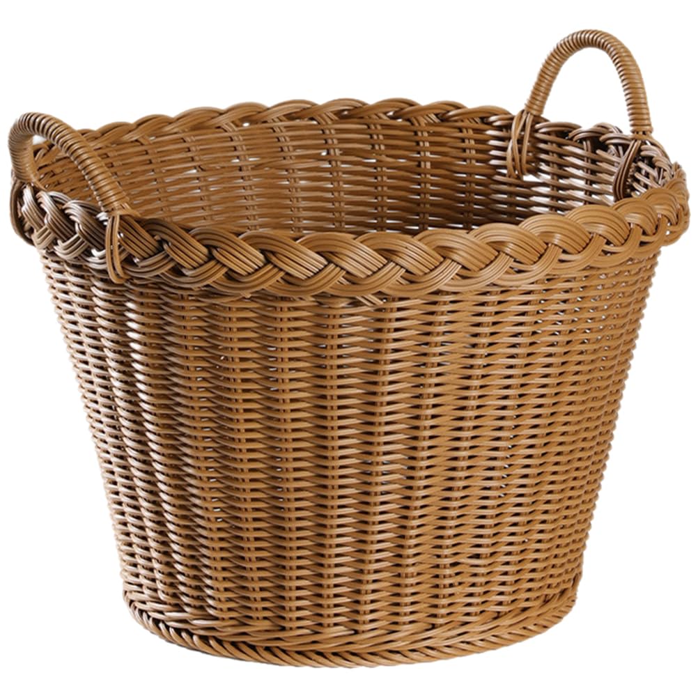 BESTOYARD Imitation Rattan Laundry Basket Laundry Basket with Handle Rattan Garbage Bin Wicker Planter Basket Rattan Woven Basket Rattan Planter Plastic Rattan Dirty Laundry Basket To Weave