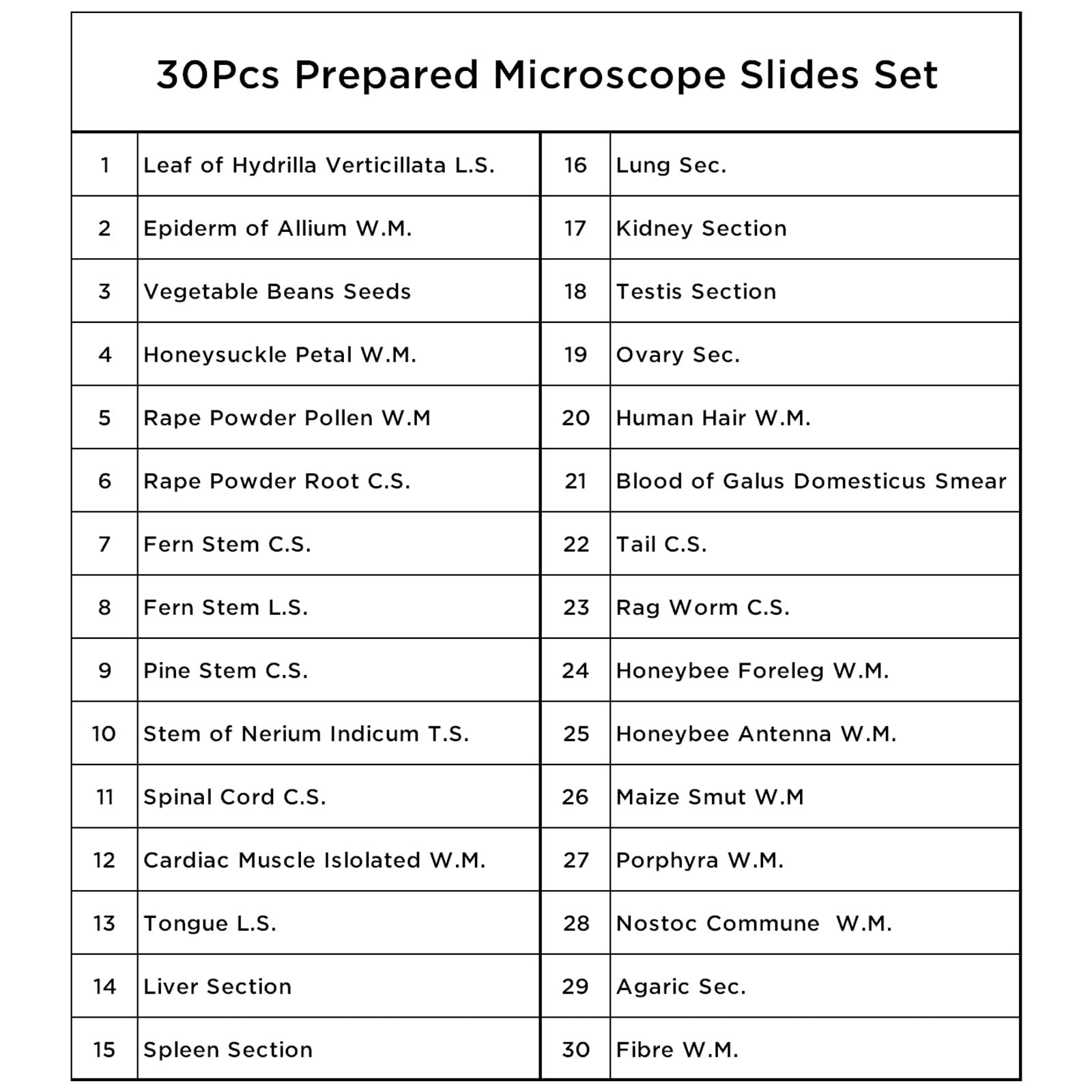 30 Microscope Slides with Specimens for Kids, Prepared Microscope Slides Set with Plants Animals Insects, Microscope Slides for Kids Students Homeschool Basic Biological Science Education