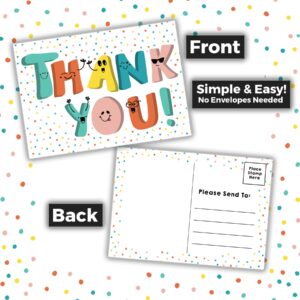 Doodle Me Happy Kids Thank You Postcards - 25 Card Set - Fun, Easy, Cute Thank You Notes For Boys and Girls