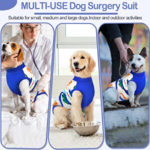 KOESON Recovery Suit for Dogs, Soft Dog Surgery Recovery Suit Female Male Anti Licking, Dinosaur Suitical Recovery Suit for Dogs After Surgery Dog Spay Recovery Suit with Pee Hole Blue L