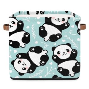 13x13x13 storage cube bins cute panda bear storage cubes 13 inch collapsible storage bins cubby storage baskets for organizing shelf cabinet bookcase boxes