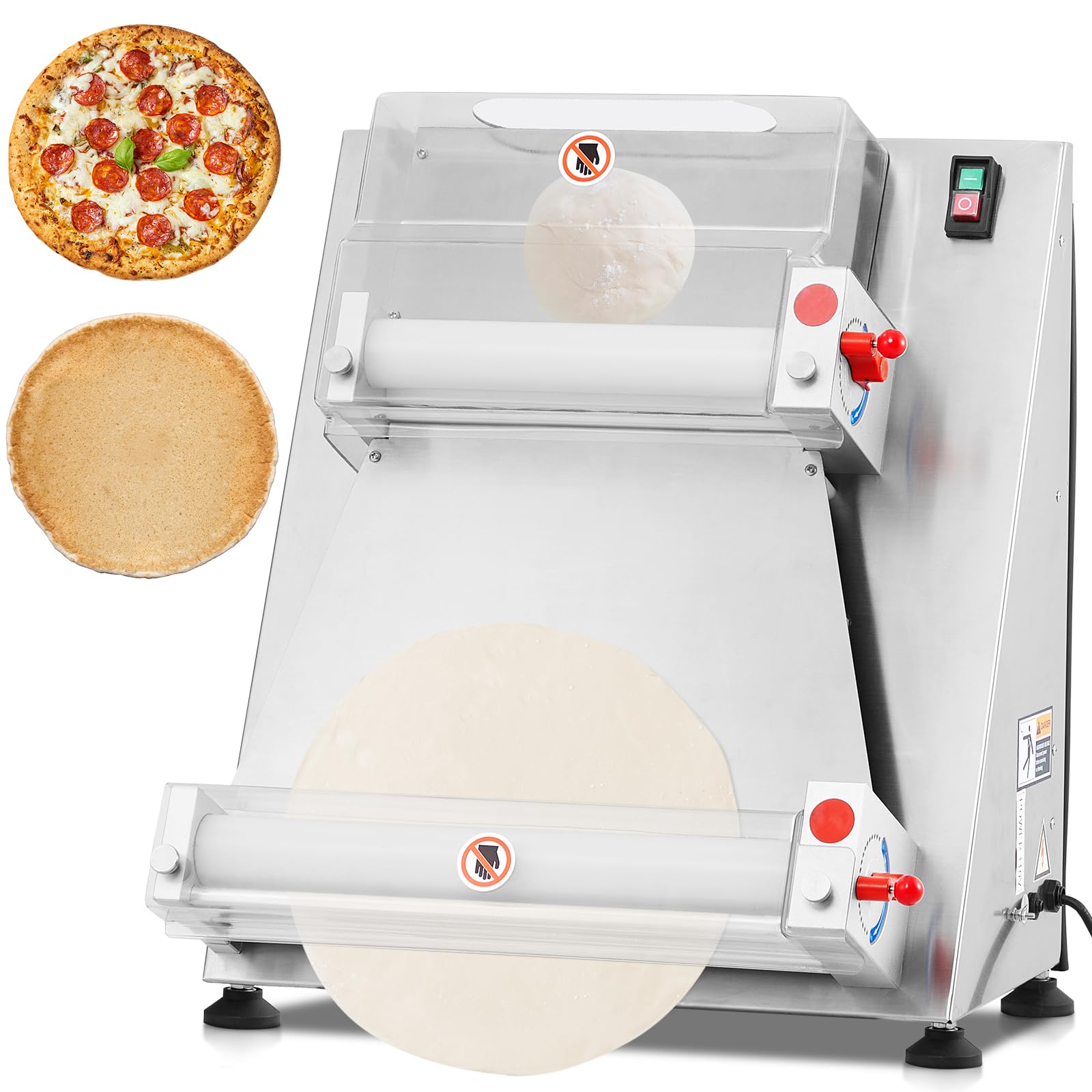 CHEINAUTO 01 Commercial Pizza Dough Roller Sheeter, 24.8 x 20.8 x 9.8 inches, Silver