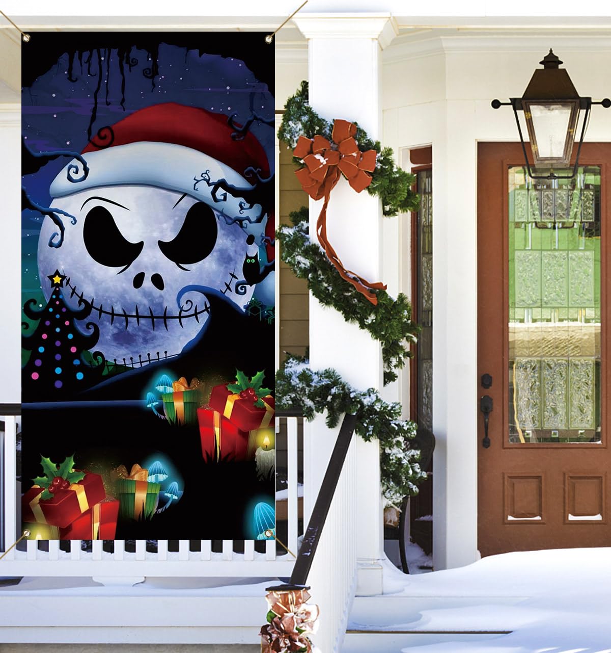 The Nightmare Before Christmas Door Cover Xmas Winter Holiday Party Front Door Banner Photography Home Porch Decoration