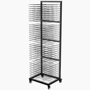 garvin art drying rack for classrooms,art studio, art clubs - painting drying rack with 36 removable shelves - stack rack for painting, drawings - 4 wheels 13 3/4" d x 17 1/2" w x 55 1/2" h, black