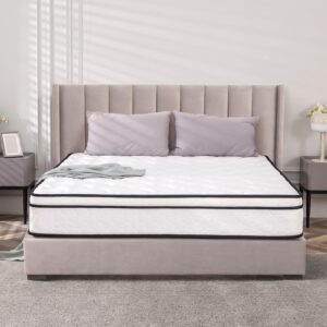 regoss full mattress, 10 inch hybrid full mattress in a box, bonnell coil full size mattress medium soft feel with high density foam for pressure relief