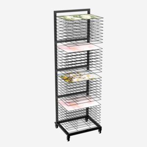 GARVIN Art Drying Rack for Classrooms,Art Studio, Art Clubs - Painting Drying Rack with 36 Removable Shelves - Stack Rack for Painting, Drawings - 4 Wheels 13 3/4" D x 17 1/2" W x 55 1/2" H, Black