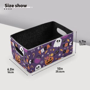 linqin Halloween Pattern Collapsible Storage Bins Baskets, 2 Pack Foldable Felt Fabric Organizer Decorative Cube Box for Nursery Home Shelves Closet