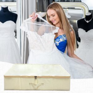 Wedding Dress Storage Box, Wedding Dress Preservation Box with 40 Sheets and 1 Pair Microfiber Gloves of Acid Free Tissue Paper for Storage Wedding Dress Storage Box Kit (Rectangular)