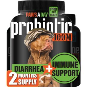 canine probiotics for dogs diarrhea relief flora & immune support – “army soldier owned” veterinary dog probiotics for digestive health, firmer stools & sensitive stomach, 60 yummy tablets (pack of 1)