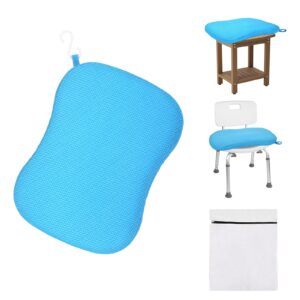 shower seat cushion for transfer benches, shower bath chairs, bathtub seat foam cushion mat with hook, quickly dry bathtub chair pad with breathable air mesh fabric