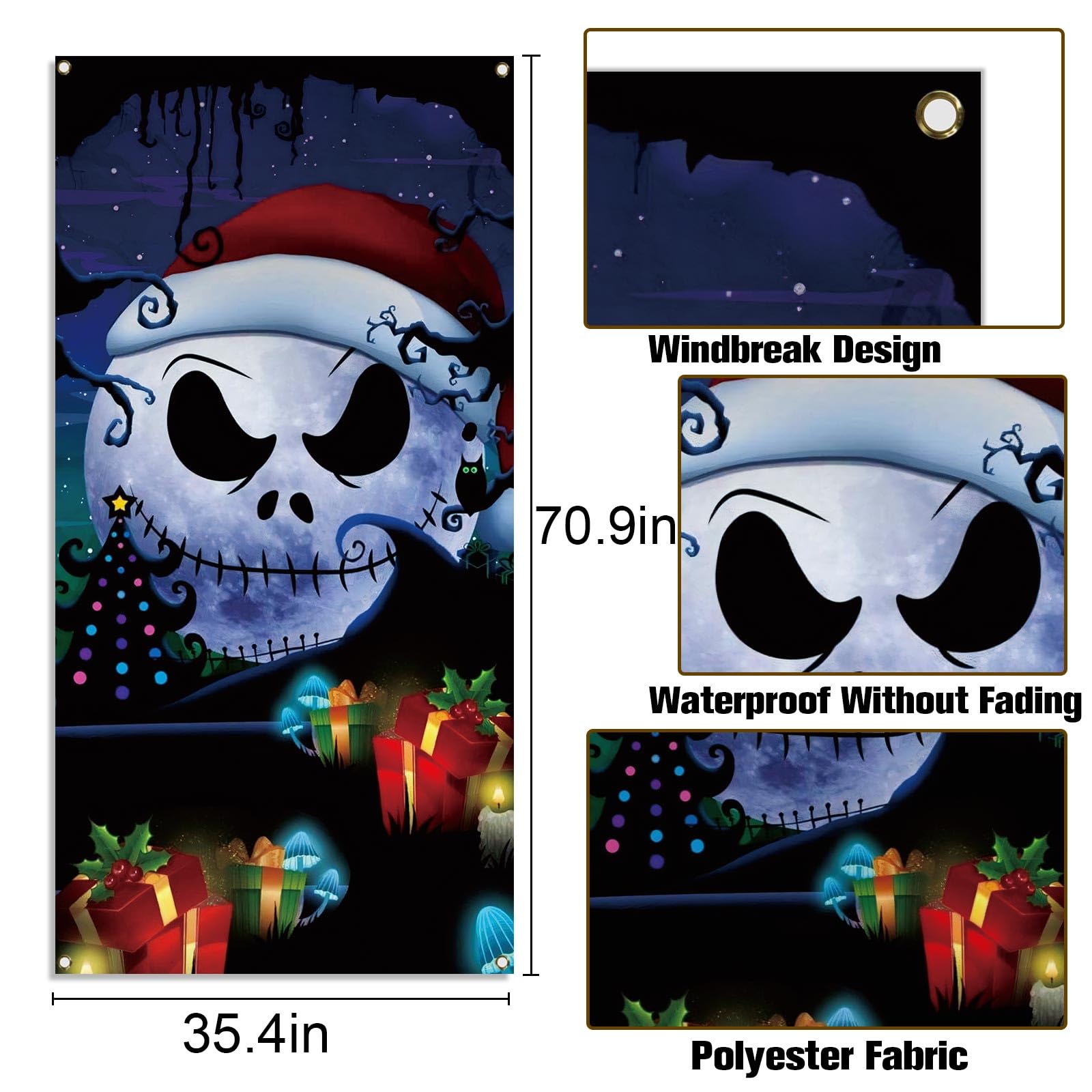 The Nightmare Before Christmas Door Cover Xmas Winter Holiday Party Front Door Banner Photography Home Porch Decoration