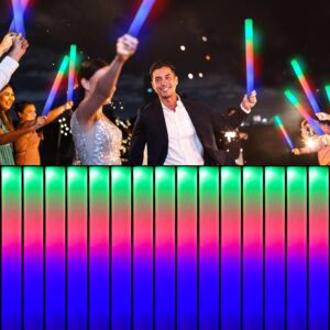 lifemoran 32 pcs foam glow sticks, fun colorful flashing, led light-up party supplies for festive events