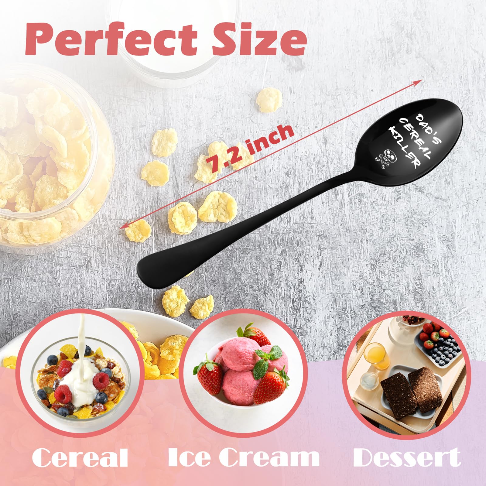 Gifts for Dad Mom Grandpa Grandma Birthday Valentine Christmas Gift, Funny Cereal Lovers Gifts - Cereal Killer Spoon