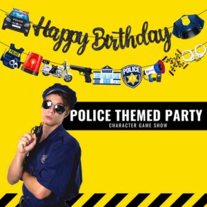 Police Birthday Party Banners 2Pcs Policeman Happy Birthday Banners Police Officer Party Hanging Decoration Police Party Banner for Cops Theme Baby Shower Supplies