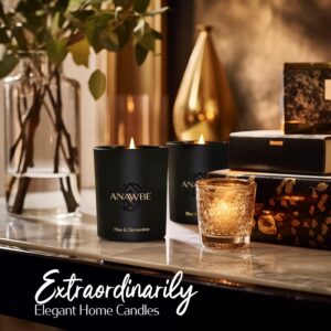 ANAWBE Pine & Clementine Scented Candle, Scented Candles for Men, Soy Candles, Invigorating Pine Candle for Home, Masculine Black Candles, 45-Hour Long-Burning, A Premium Aromatherapy Candle