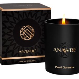 ANAWBE Pine & Clementine Scented Candle, Scented Candles for Men, Soy Candles, Invigorating Pine Candle for Home, Masculine Black Candles, 45-Hour Long-Burning, A Premium Aromatherapy Candle