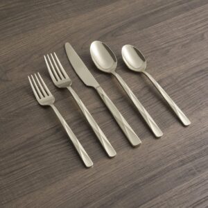 Cambridge Ayden Champagne Mirror Piece Flatware Set, 20 Count, Metallic