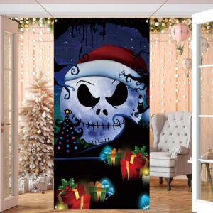 The Nightmare Before Christmas Door Cover Xmas Winter Holiday Party Front Door Banner Photography Home Porch Decoration