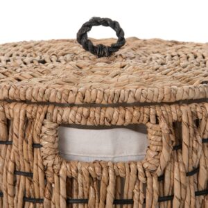 Round Sea Grass Laundry Basket with Removable Liner and Lid with Handle - Handwoven Seagrass in Coastal, Natural Decor Style - Seagrass Storage Bin for Your Home - 18 in. height - from Kouboo