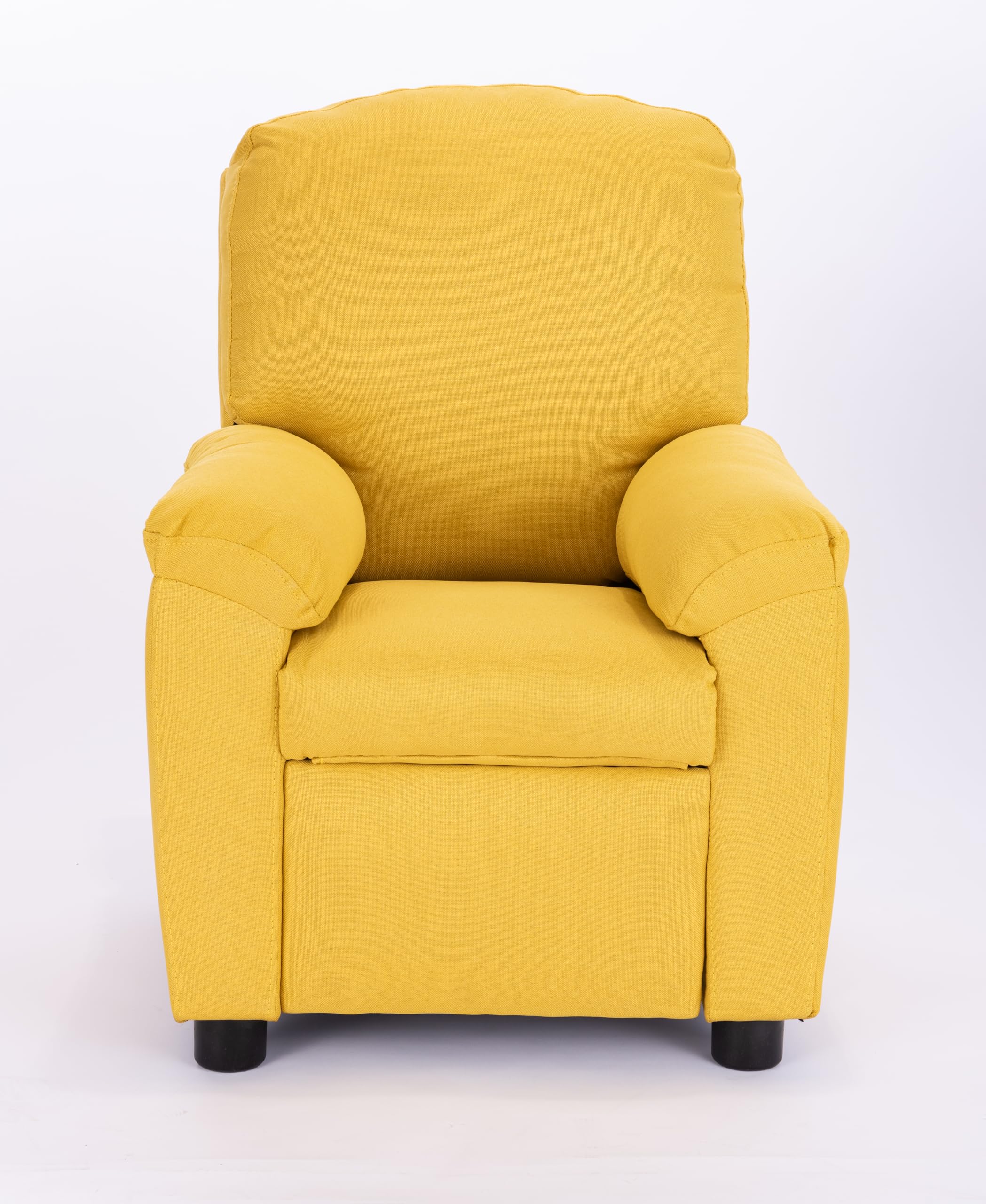 Q-Max Sofa Chair with Pillow Top Armrest and Footrest, Yellow Finish Children Recliner