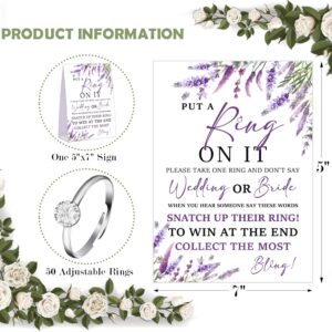 Lavender Purple Don't say Bride or Wedding Game, Put a Ring on It Bridal Shower Game with 50 Fake Rings, Bridal Shower Decorations, Wedding Shower or Bachelorette Party Supplies - 13