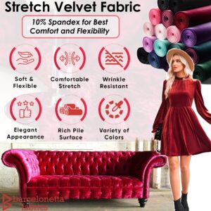 Barcelonetta | Stretch Velvet Fabric | Luxury & Soft | Velvet Fabric | 60" Wide Roll | 10% Spandex | Sewing, Apparel, Upholstery (Olive, 1 Yard)