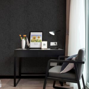 Zeeko 17.3 X 394 Crocodile Textured Wallpaper Black Peel and Stick Wallpaper - Easy Install & Removable Contact Paper for Cabinet, Bedroom & More