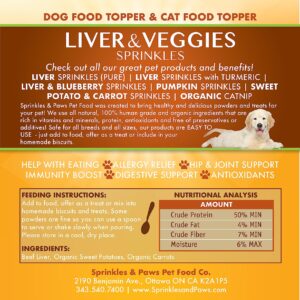 Sprinkles & Paws Liver and Veggies Dog Food Topper | Healthy Powder Form | Helps with Eating, Add to Food or Kibble or as Treat | Meal Mixer with Beef Flavour, Rich in Vitamins and nutrients