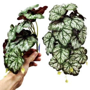 woyrise reptile plants, terrarium hanging plants vines for reptile tank, amphibian habitat leaves decor with suction cups for bearded dragon lizard snake gecko frog hermit crab - 2pack green heuchera