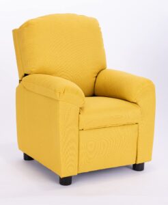 q-max sofa chair with pillow top armrest and footrest, yellow finish children recliner