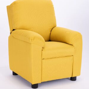 Q-Max Sofa Chair with Pillow Top Armrest and Footrest, Yellow Finish Children Recliner