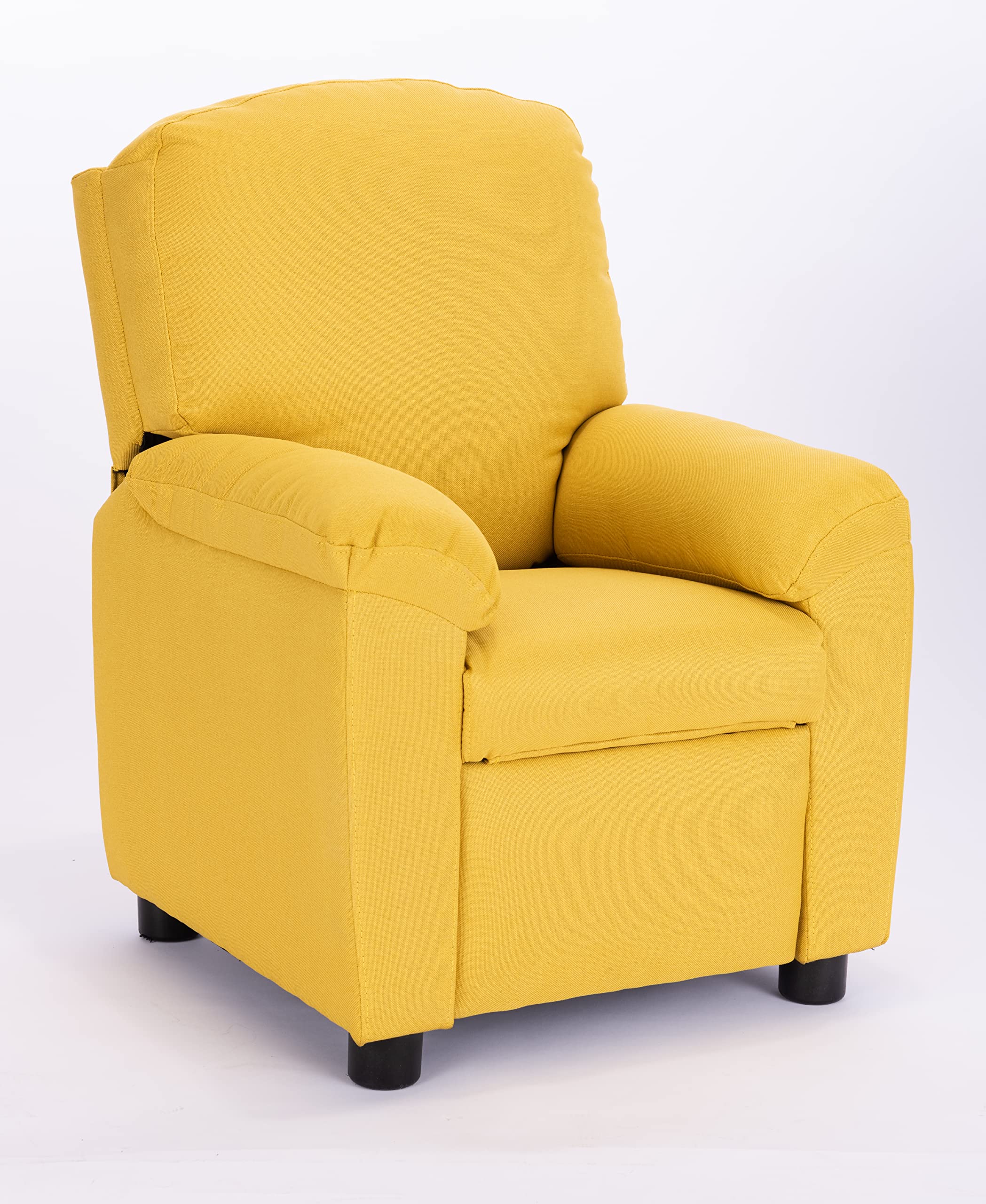 Q-Max Sofa Chair with Pillow Top Armrest and Footrest, Yellow Finish Children Recliner