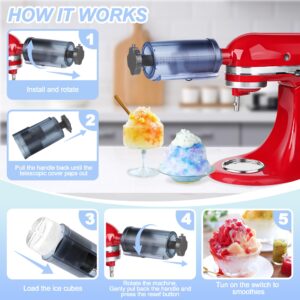 Ice Shaver Attachment for KitchenAid Stand Mixer- Efficient Shaved Ice Maker, High Production Shave Ice Machines Ice Cream Maker, Essential Mixer Parts with 8 Molds - By Aooaid