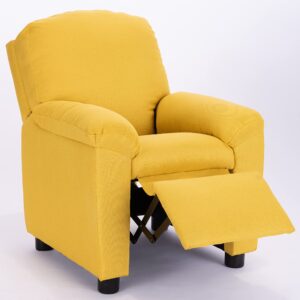 Q-Max Sofa Chair with Pillow Top Armrest and Footrest, Yellow Finish Children Recliner