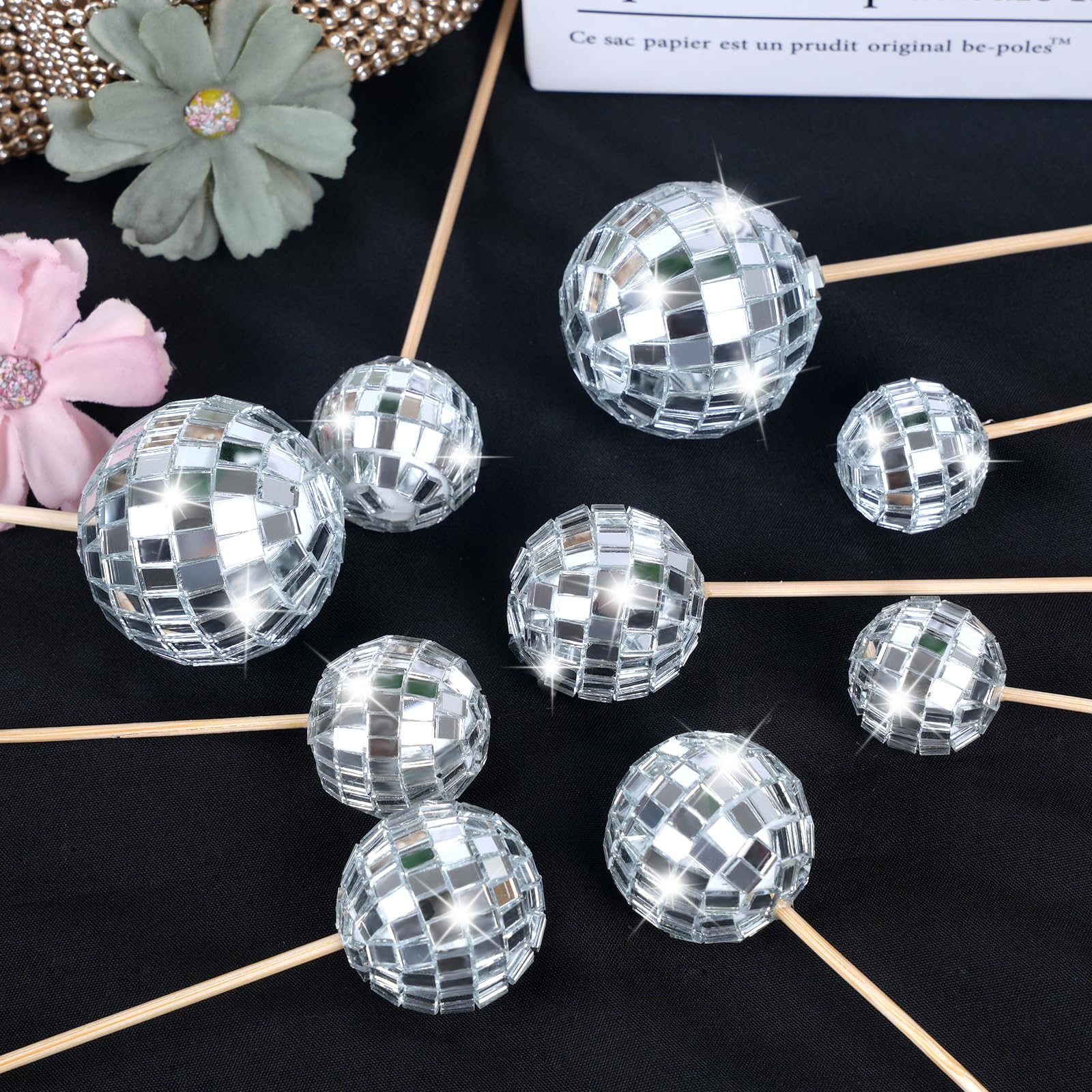 23pcs Disco Ball Cupcake toppers Happy Birthday Cake Topper 1970s Disco Ball Cake Picks Theme Cake Decor for Disco Theme Party Favor