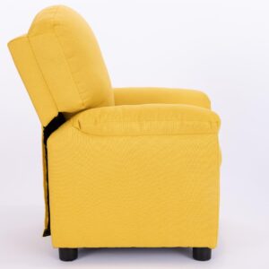 Q-Max Sofa Chair with Pillow Top Armrest and Footrest, Yellow Finish Children Recliner