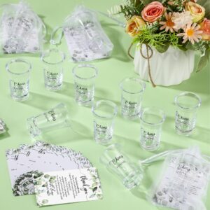 Uiifan 50 Sets Wedding Favors for Guests Wedding Short Glasses Cheers to Love Acrylic Clear Shot Glasses Plastic Glasses Wedding Thank You Cards with Organza Bags