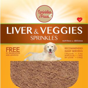 Sprinkles & Paws Liver and Veggies Dog Food Topper | Healthy Powder Form | Helps with Eating, Add to Food or Kibble or as Treat | Meal Mixer with Beef Flavour, Rich in Vitamins and nutrients