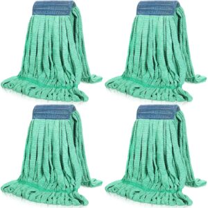 lallisa 4 pcs commercial mop head replacement tube microfiber mop heads for floor cleaning industrial mop heads looped end wet mop head refill for home commercial industrial use (green,large)