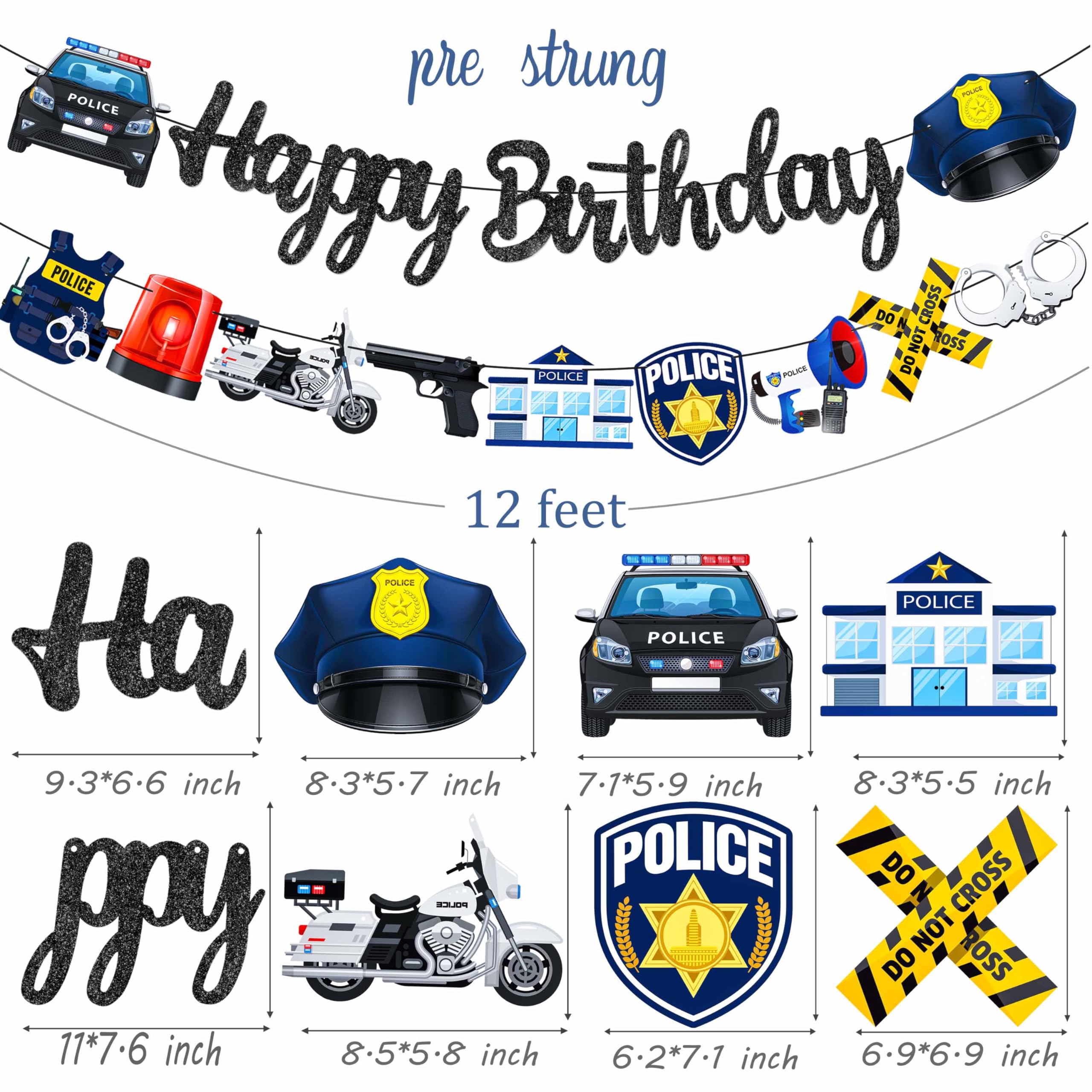 Police Birthday Party Banners 2Pcs Policeman Happy Birthday Banners Police Officer Party Hanging Decoration Police Party Banner for Cops Theme Baby Shower Supplies