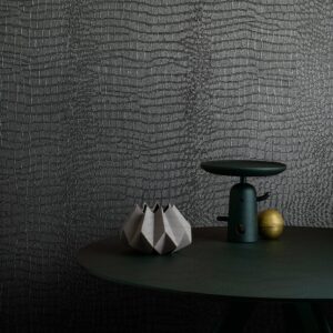 Zeeko 17.3 X 394 Crocodile Textured Wallpaper Black Peel and Stick Wallpaper - Easy Install & Removable Contact Paper for Cabinet, Bedroom & More