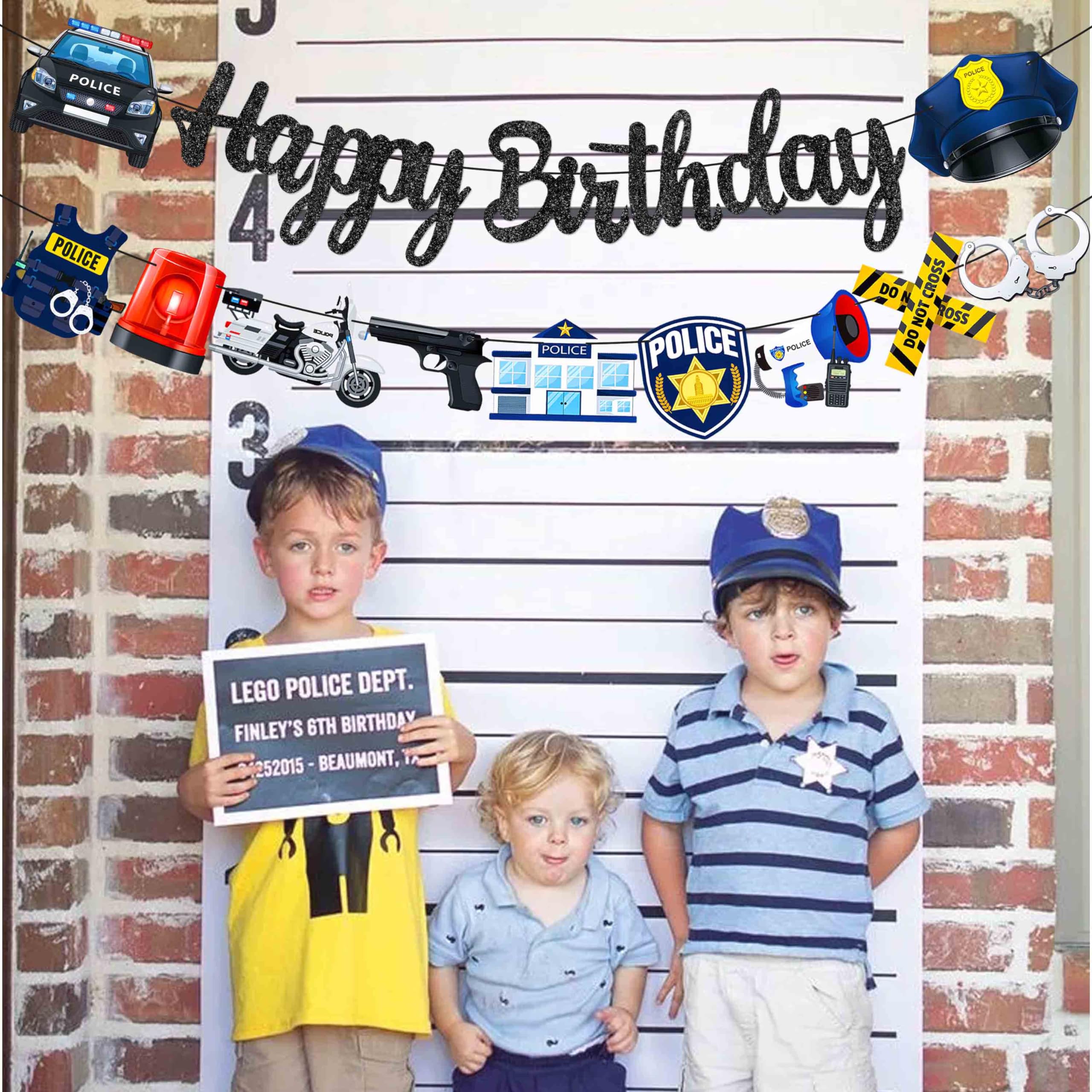 Police Birthday Party Banners 2Pcs Policeman Happy Birthday Banners Police Officer Party Hanging Decoration Police Party Banner for Cops Theme Baby Shower Supplies