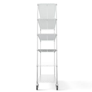 6 Tier NSF Wire Shelf Shelving Unit, 20 x 48 x 84.5 Inch 6000lbs Capacity Heavy Duty Adjustable Storage Metal Rack with Wheels/Leveling Feet&Shelf Liners, Ideal for Garage, Kitchen, and More - Chrome