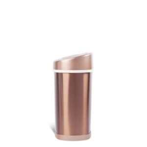 3.9 Gal. Stainless Steel Motion Sensor Trash Can Rose Gold Oval Plastic Fingerprint Proof Quiet Close