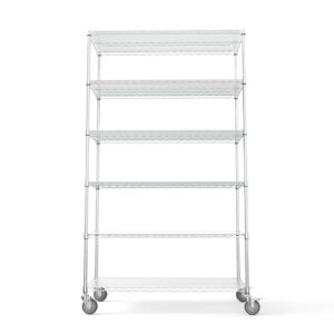 6 Tier NSF Wire Shelf Shelving Unit, 20 x 48 x 84.5 Inch 6000lbs Capacity Heavy Duty Adjustable Storage Metal Rack with Wheels/Leveling Feet&Shelf Liners, Ideal for Garage, Kitchen, and More - Chrome