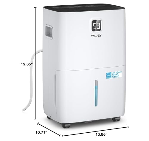 Yaufey 80 Pints Energy Star Dehumidifier for Home, Basement and Large Room up to 5000 Sq. Ft., with Drain Hose, Timer, Intelligent Humidity Control and Large Water Tank