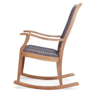 Cambridge Casual Auburn Upholstered Teak Wood Porch Rocking Chair